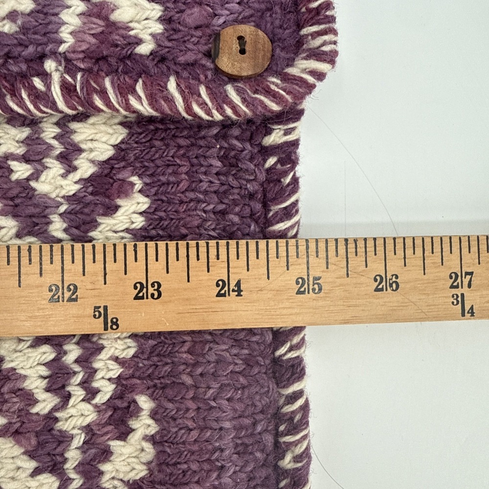 Signature Imports Womens 100% Wool Purple Button Up Cardigan Size Large Boho - Picture 10 of 10